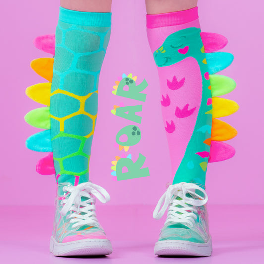 Pink Roar Dinosaur Socks